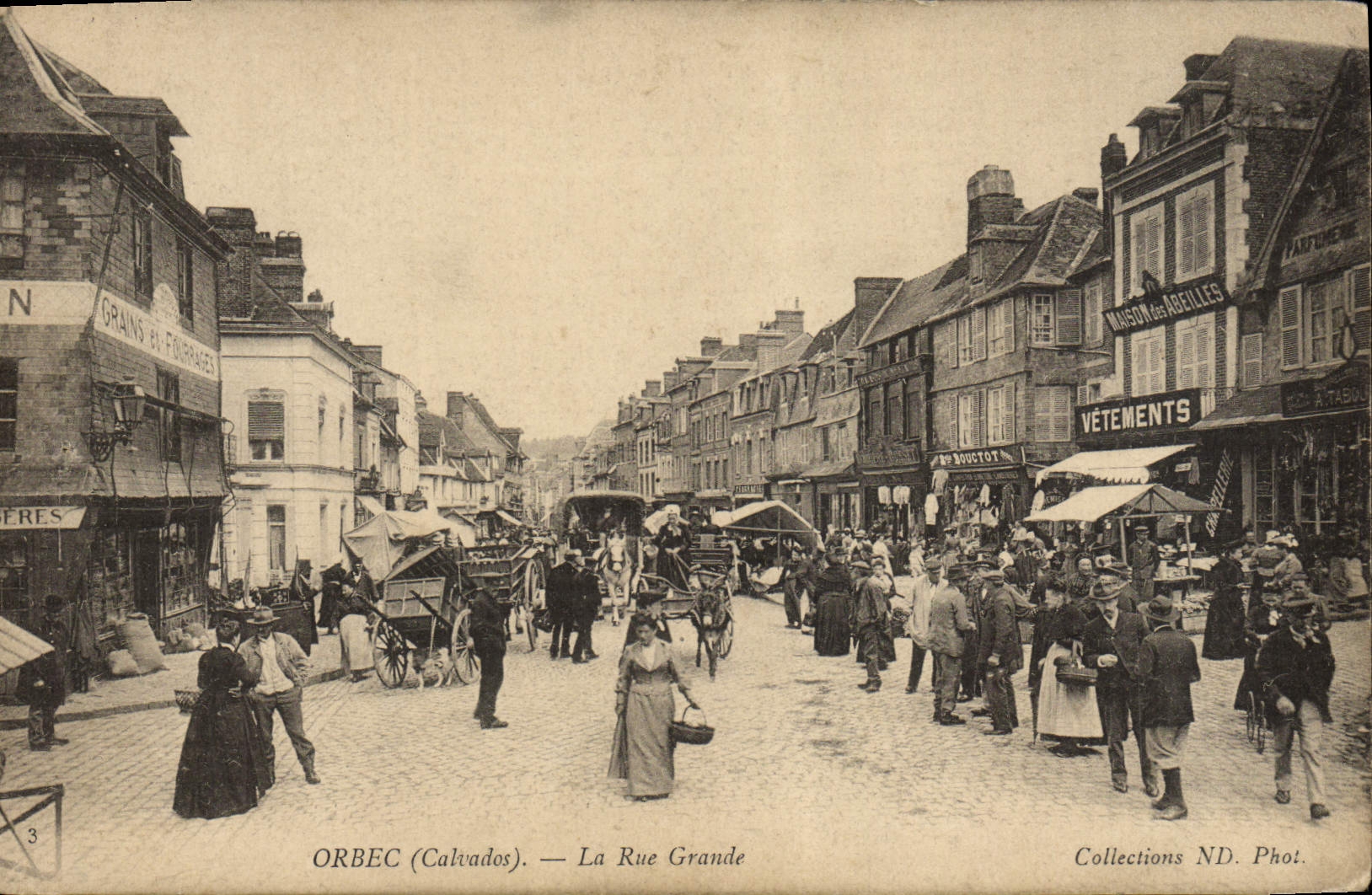 VINTAGE POSTCARD Orbec the large street