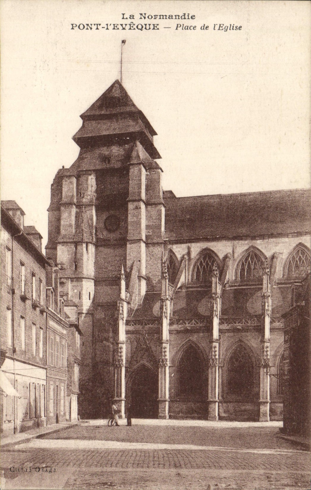 VINTAGE POSTCARD Normandy Pont I' Eveque places church