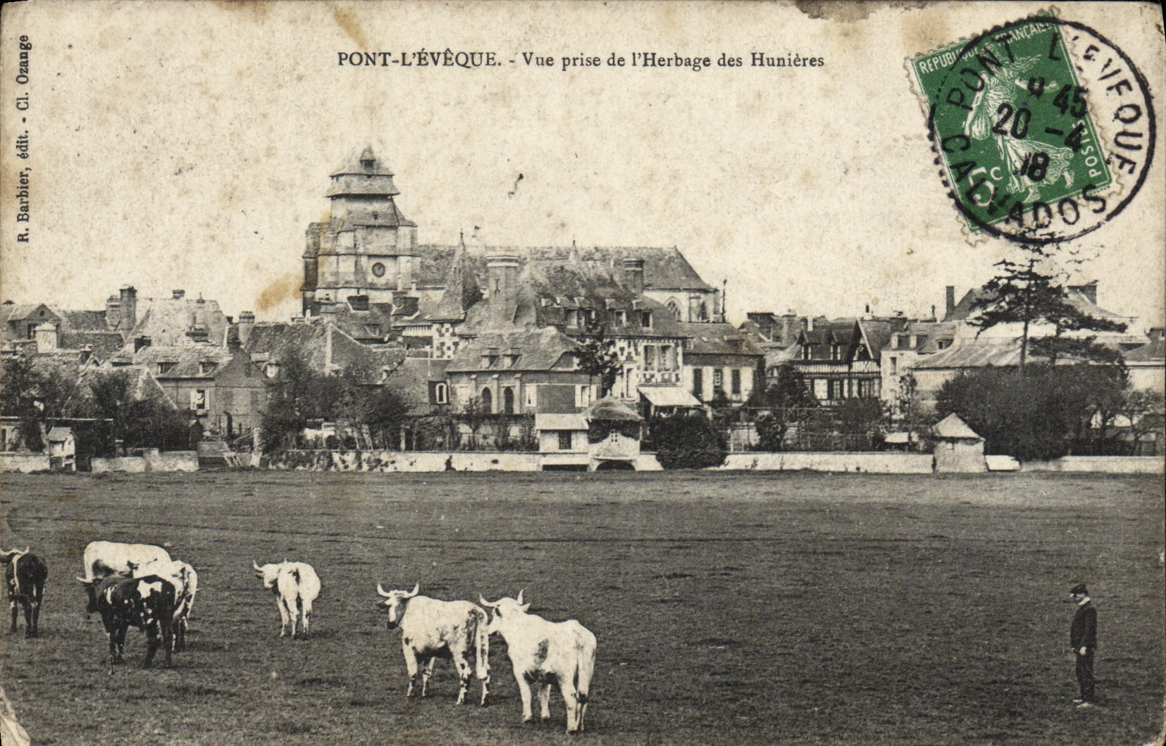 CPA Pont L'Eveque vue prise de l'herbage des Hunieres Vaches