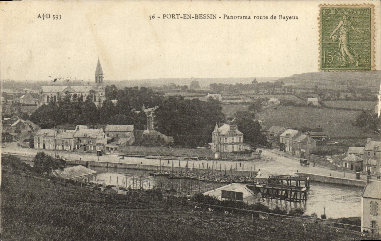 CPA Port en bessin panorama route de bayeux