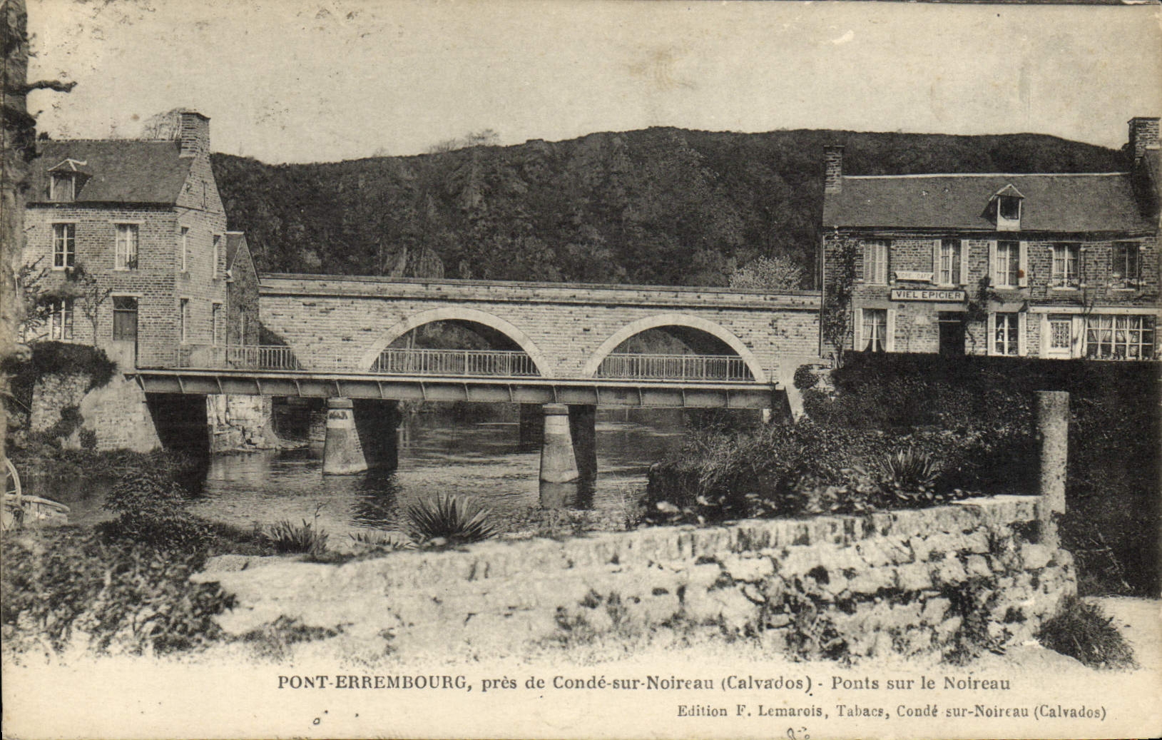 VINTAGE POSTCARD Errembourg Bridge close to cop on noireau bridges on the noireau