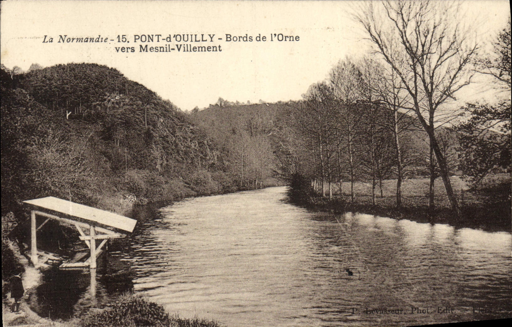 VINTAGE POSTCARD Switzerland Normandy Bridge of Ouilly edges of the flowering ash towards Mesnil Vilely