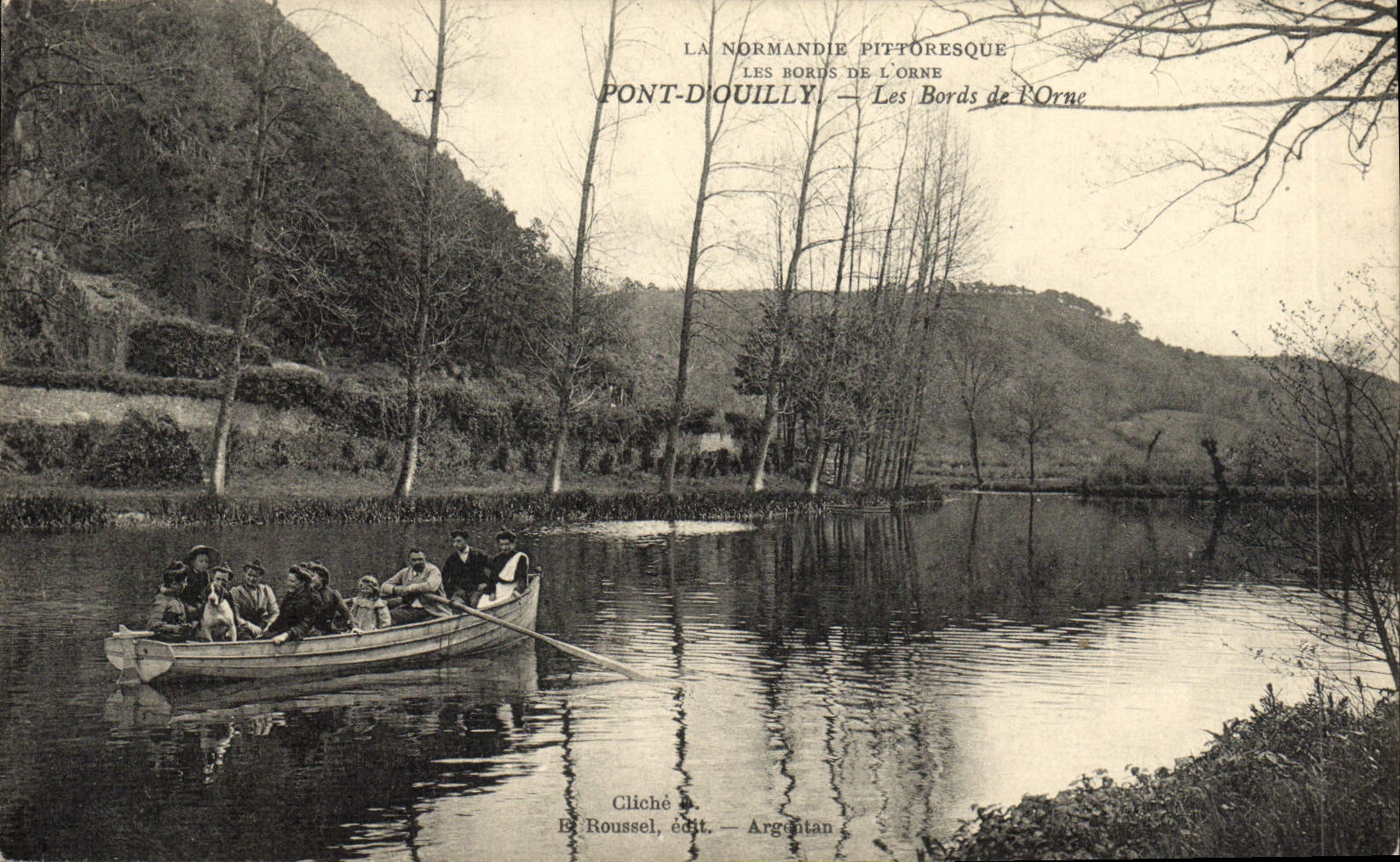 VINTAGE POSTCARD Bridge D' Ouilly Edges of Orne Boat