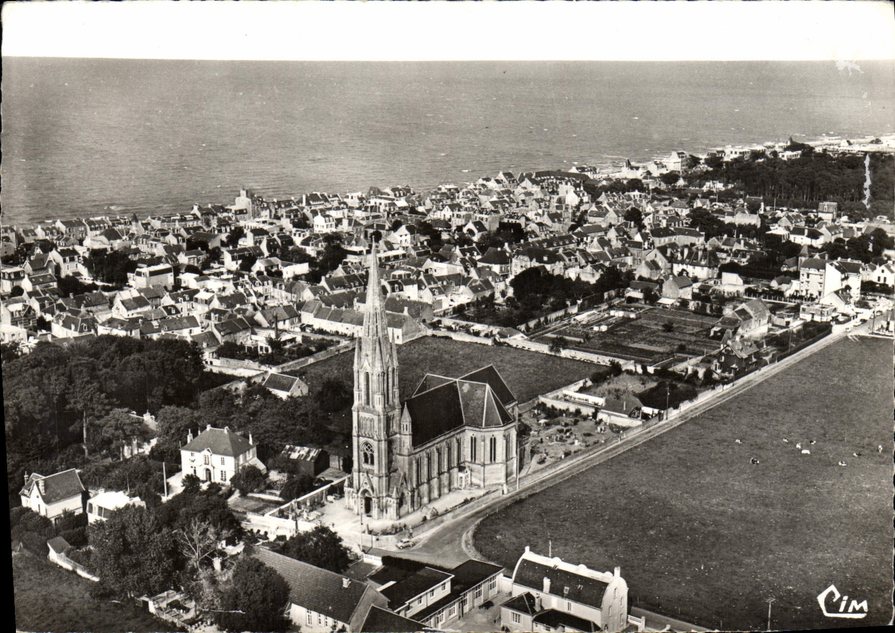 MODERN CARD St Aubin on Sea View Air the Church and sea