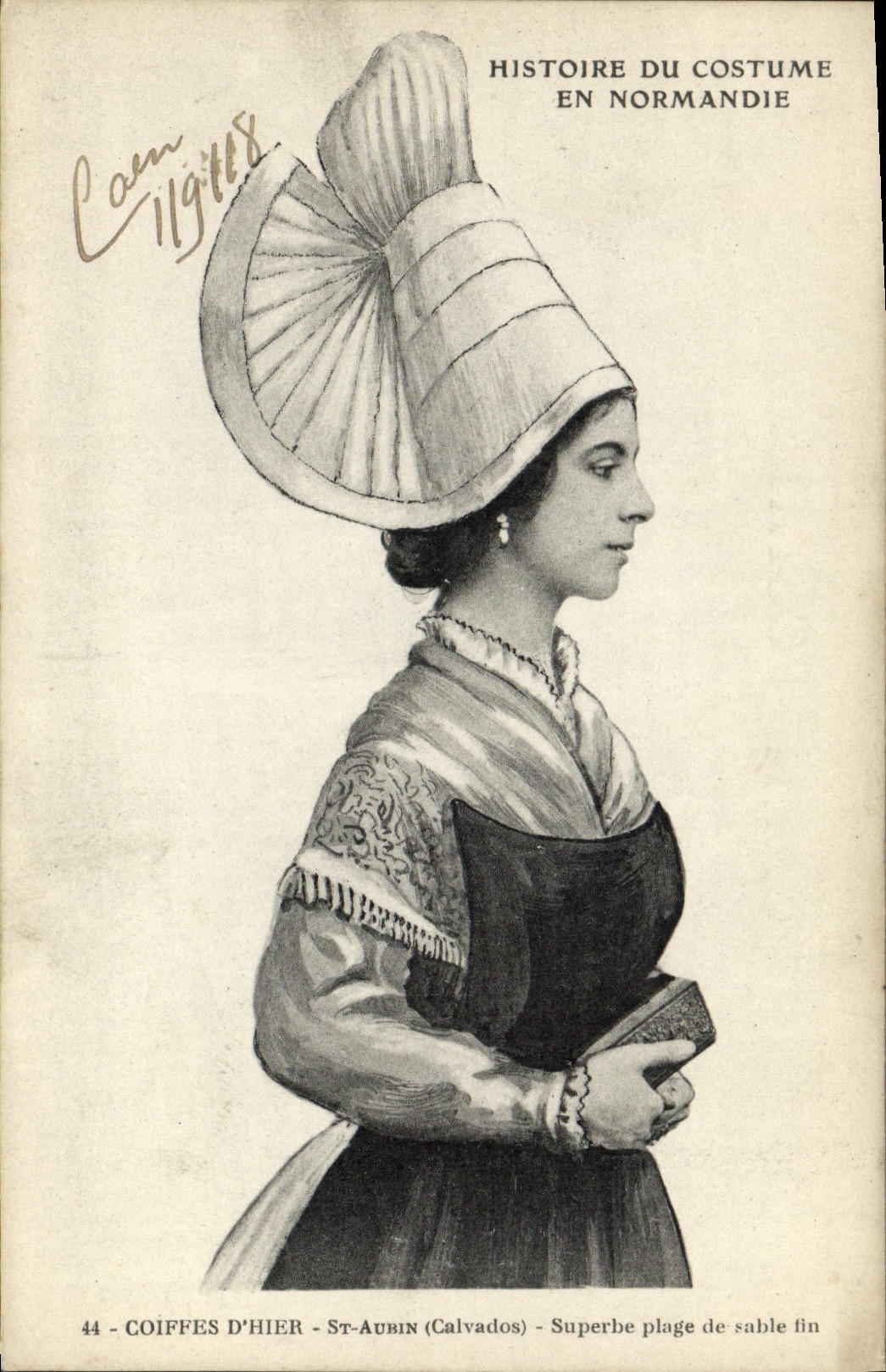 CPA St Aubin sur Mer Coiffe Costume Folklore