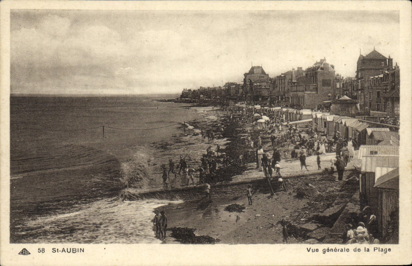 VINTAGE POSTCARD St Aubin View of the Beach