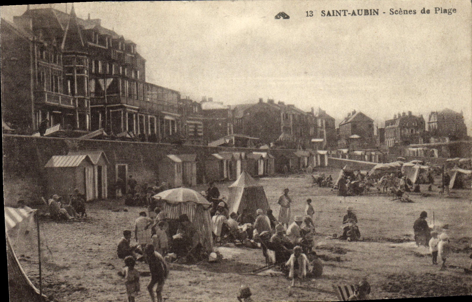 VINTAGE POSTCARD St Aubin Scenes of Beach