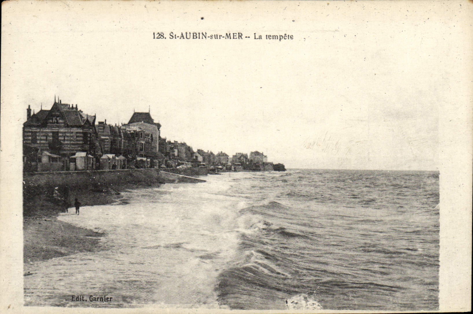 VINTAGE POSTCARD St Aubin On Sea the Storm
