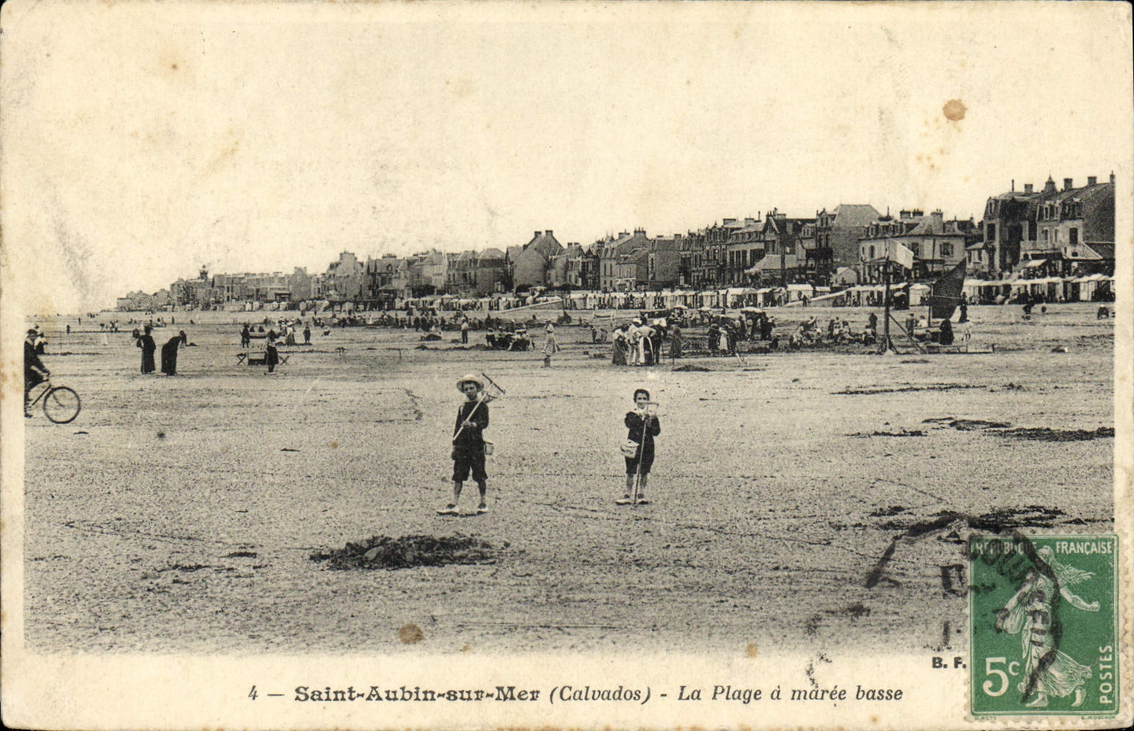 VINTAGE POSTCARD Saint Aubin on Mer the Beach has Low tide