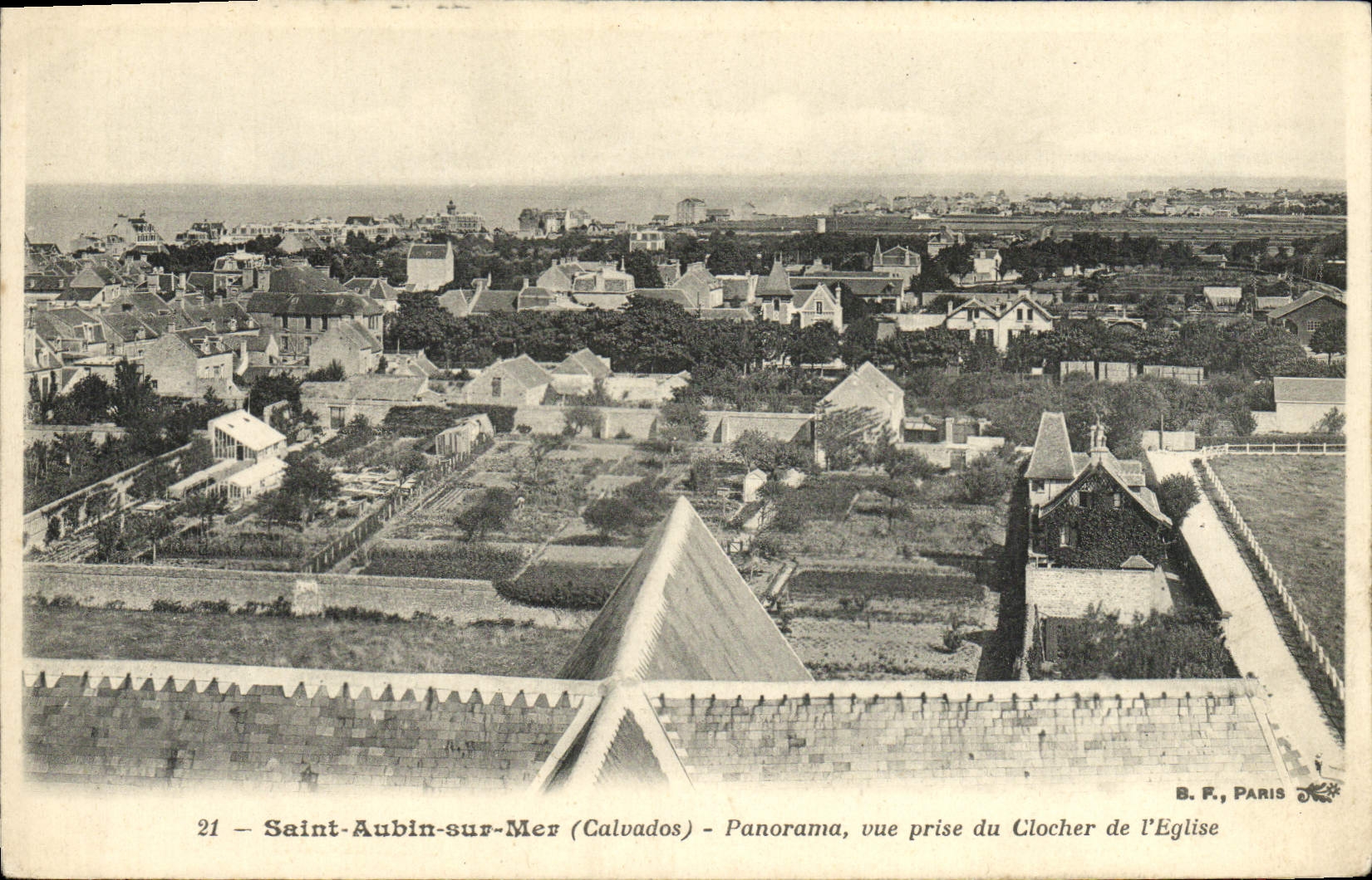 VINTAGE POSTCARD Holy Aubin on Sea Panorama seen from of the bell-tower of the church