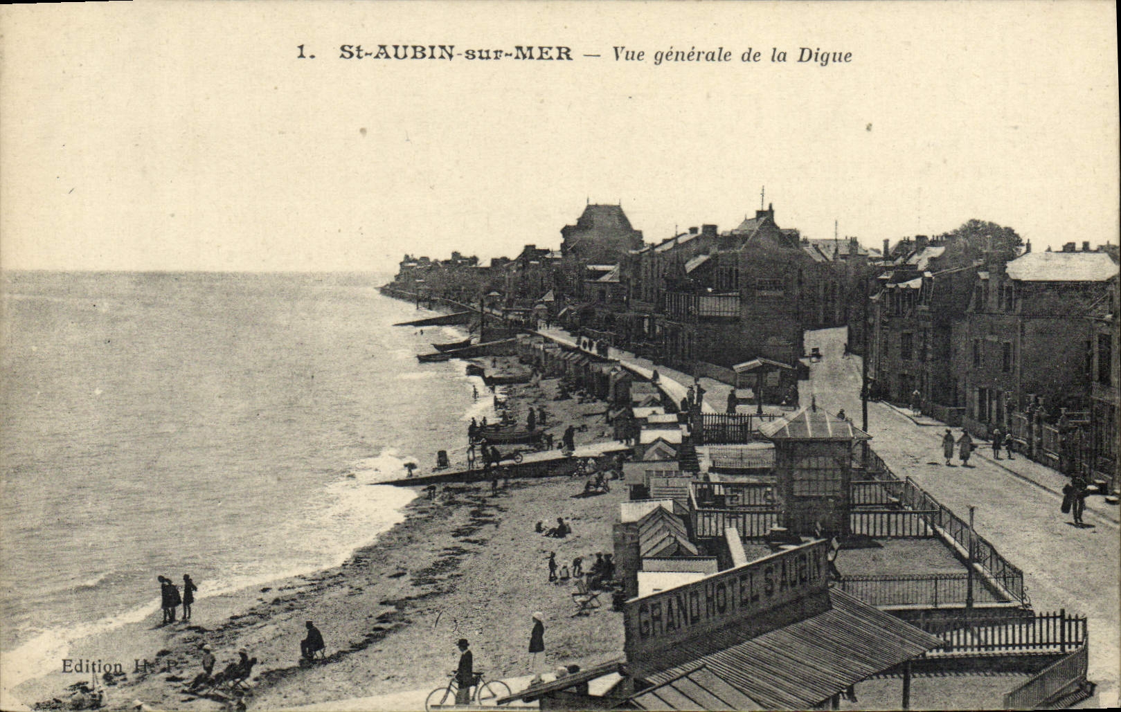 VINTAGE POSTCARD Holy Aubin on Sea View of the Dam Large Hotel St Aubin