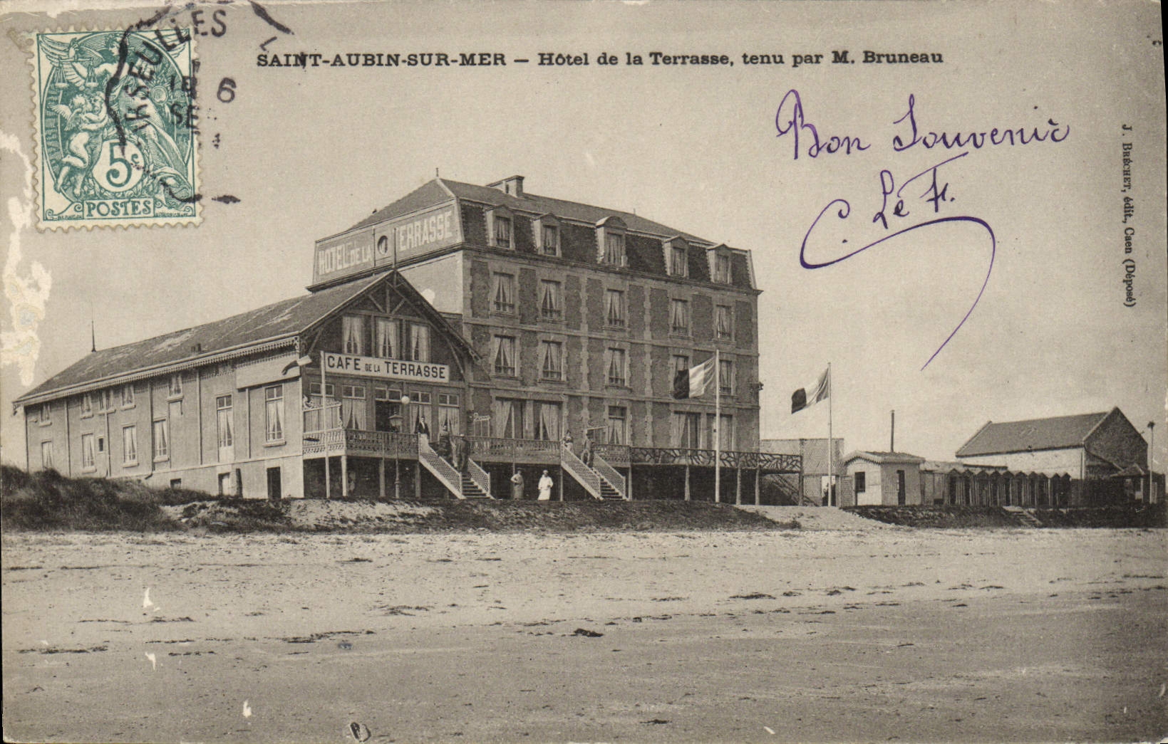 CPA Saint Aubin sur Mer Hotel de la Terrasse Tenu par M Bruneau