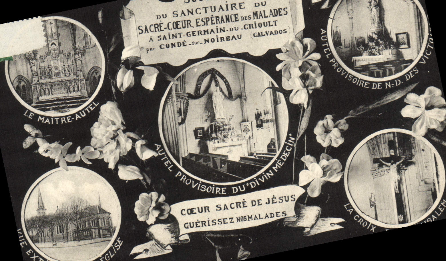 VINTAGE POSTCARD To remember of the Sanctuary of Sacring Heart Saint Germain of Crioult Cop on Noireau