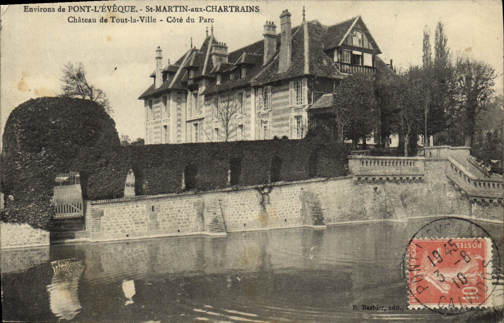 VINTAGE POSTCARD Surroundings of Pont-l'Ev4eque cheese St Martin with the Residents of Chartres Castle of All the City