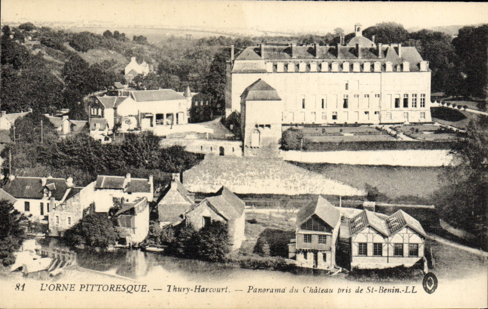 VINTAGE POSTCARD Thury Harcourt Panorama of the Castle Taken of Benign St