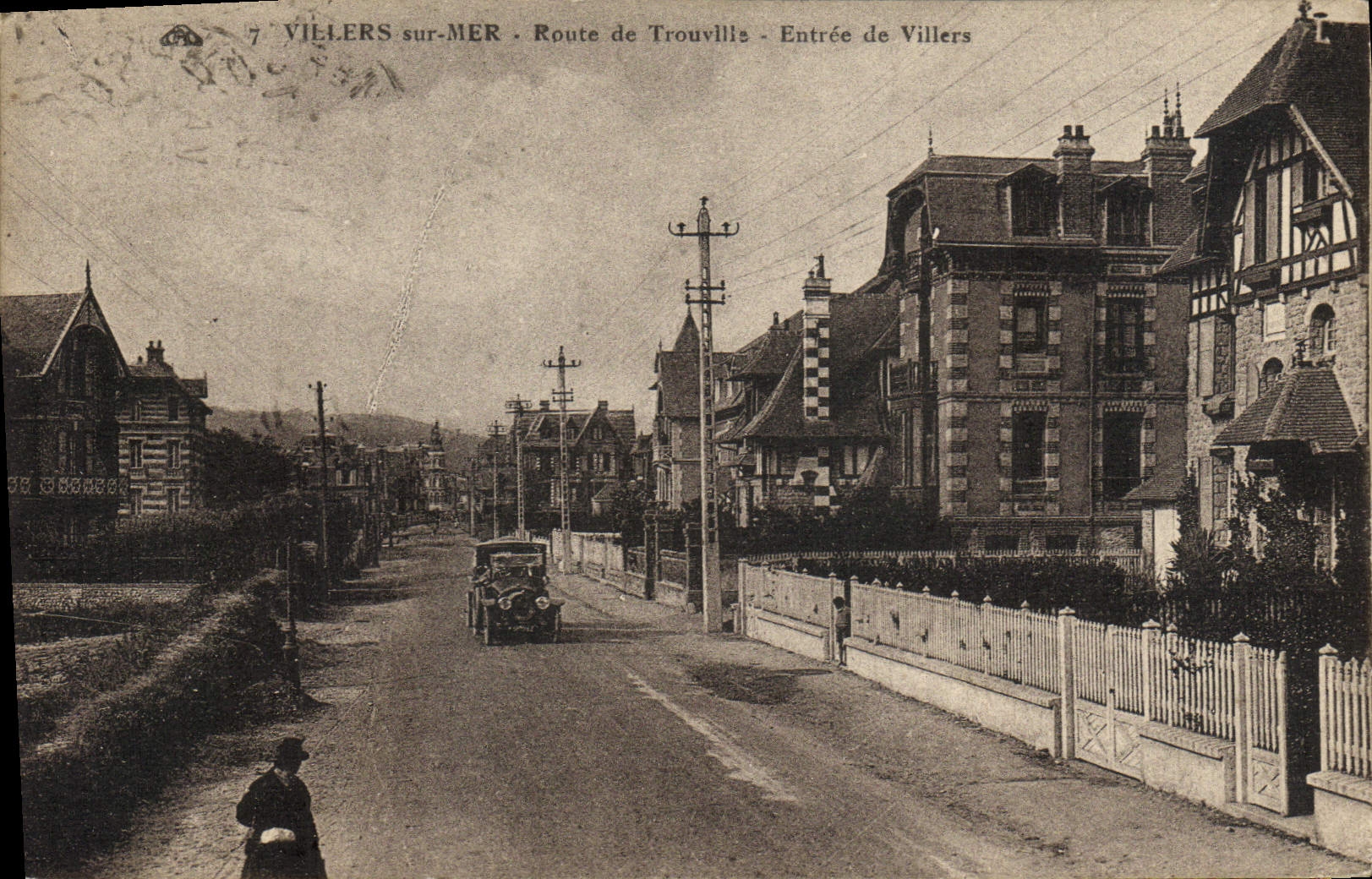 VINTAGE POSTCARD Villers On Sea Road of Trouville Entered of Villers