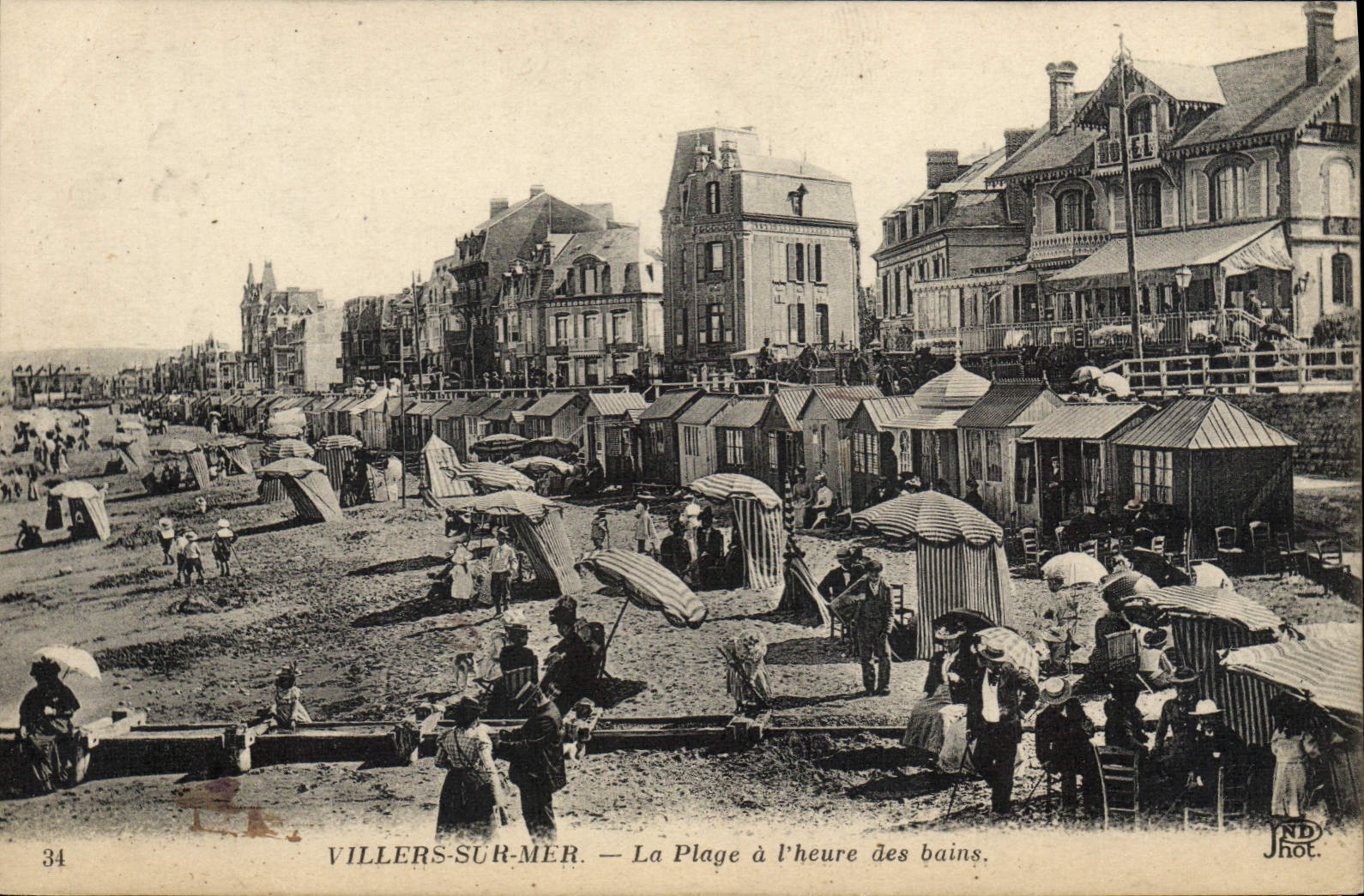 CPA Villers Sur Mer La Plage a L'Heure des Bains