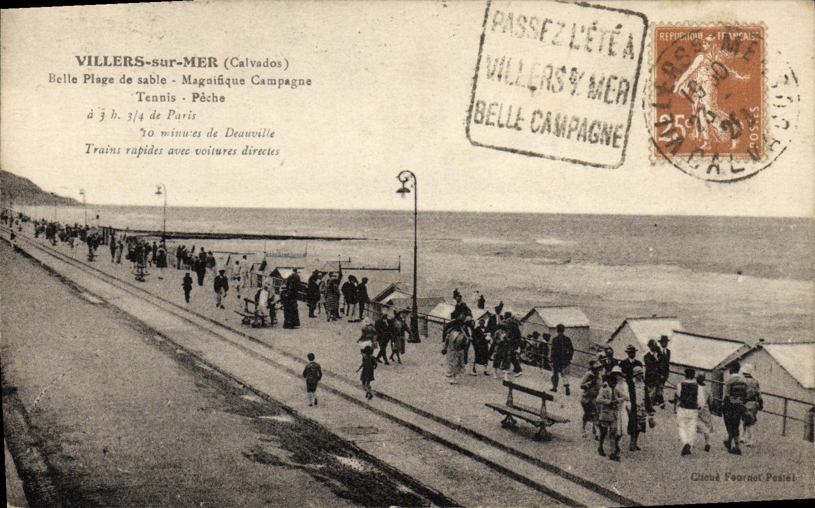 CPA Villers Sur Mer Belle Plage de sable Tennis Peche 