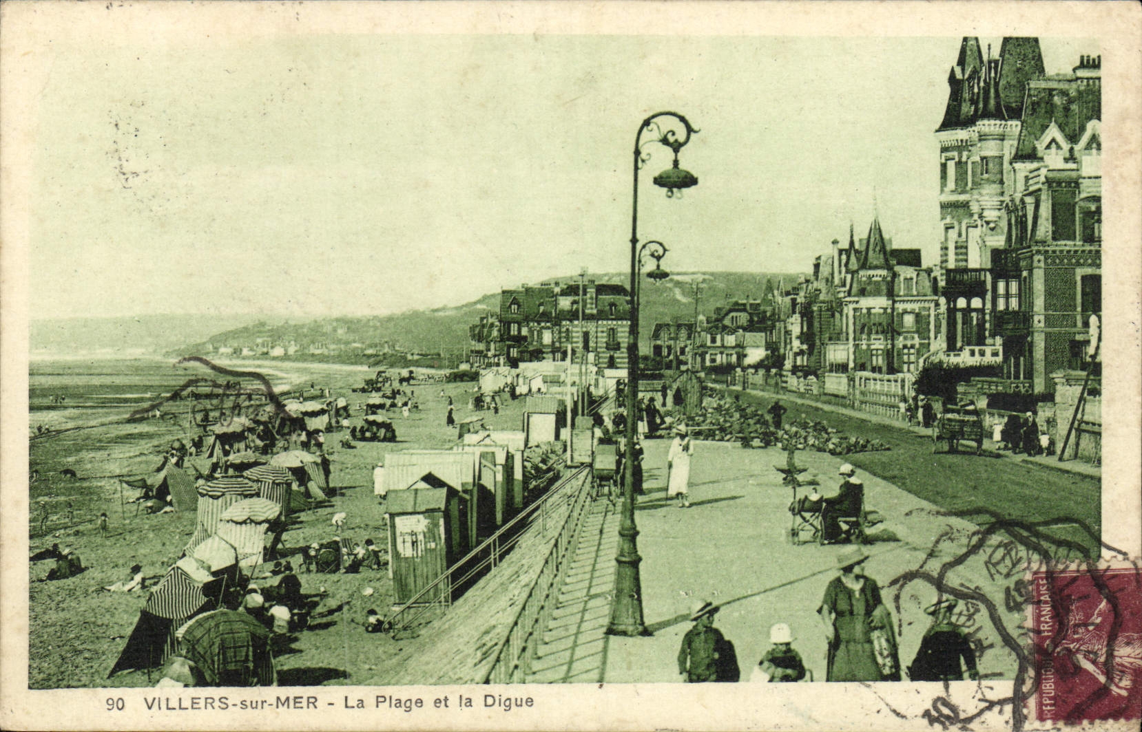 POSTAL Villers de la VENDIMIA en el mar la playa y la presa