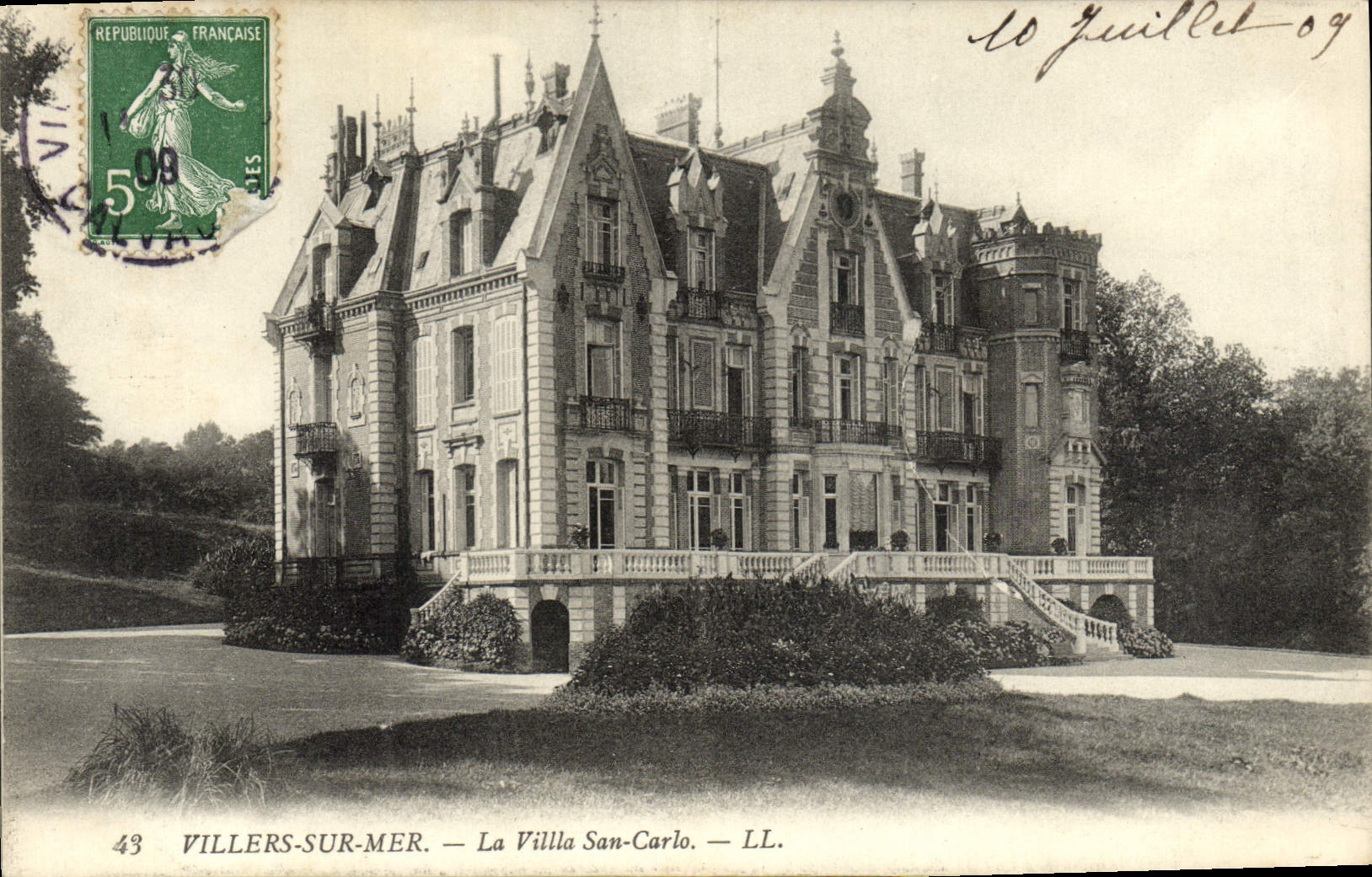 POSTAL Villers de la VENDIMIA en el chalet San Carlos del mar