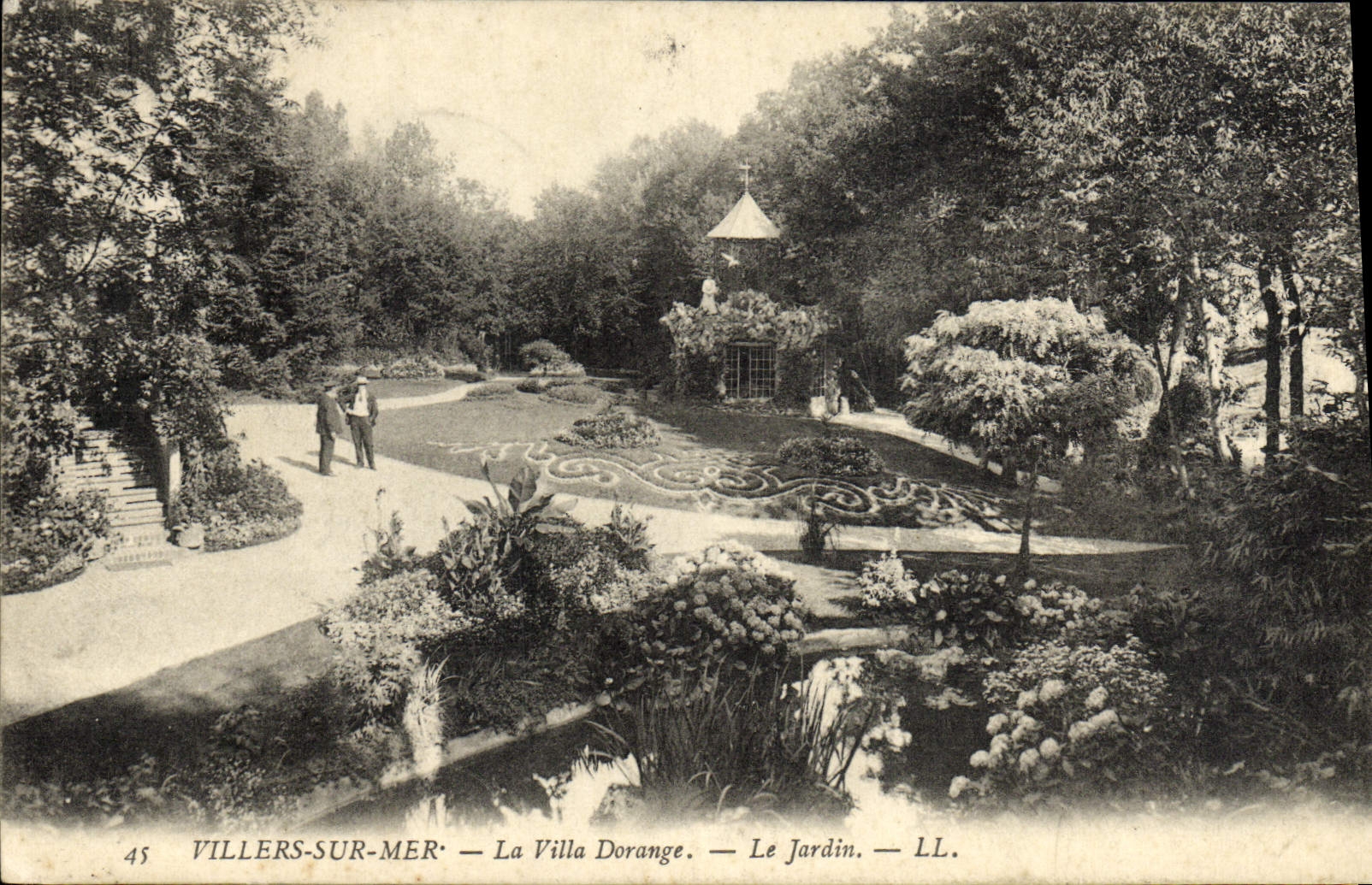 POSTAL Villers de la VENDIMIA en el mar el chalet de Dorange el jardín
