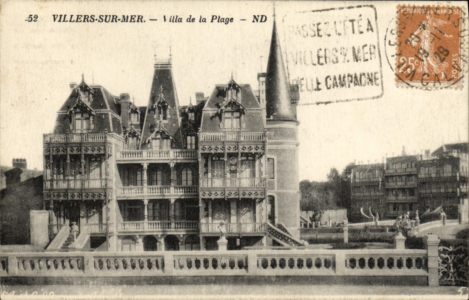 POSTAL Villers de la VENDIMIA en el chalet del mar de la playa