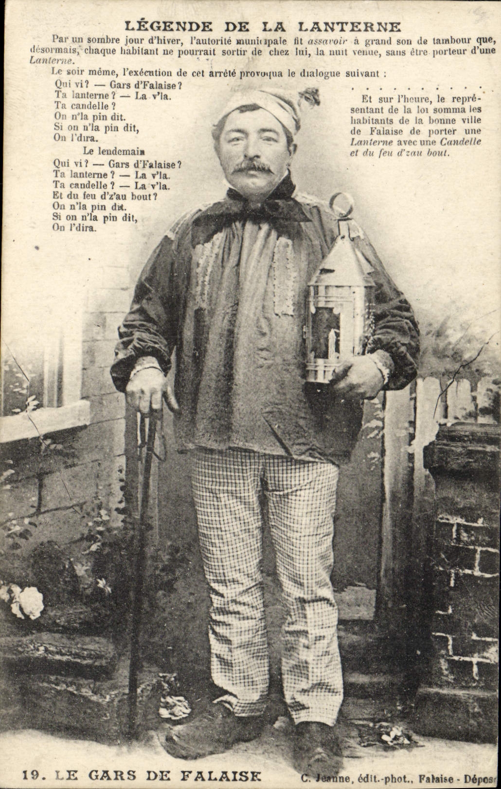VINTAGE POSTCARD Falaise Captions Lantern Folklore Costume
