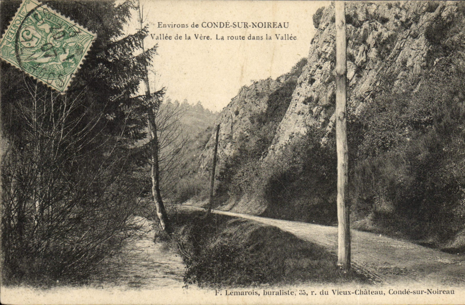VINTAGE POSTCARD Surroundings of Cop on Noireau Valley of Vere the road in the valley