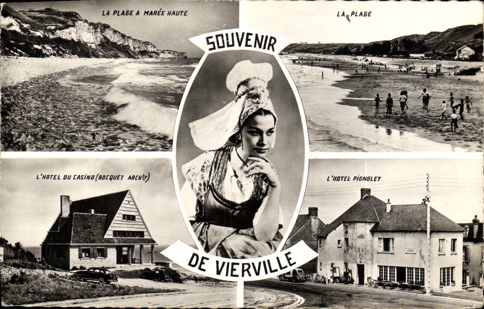 CPM Vierville La plage a maree haute La plage L'hotel Pignolet