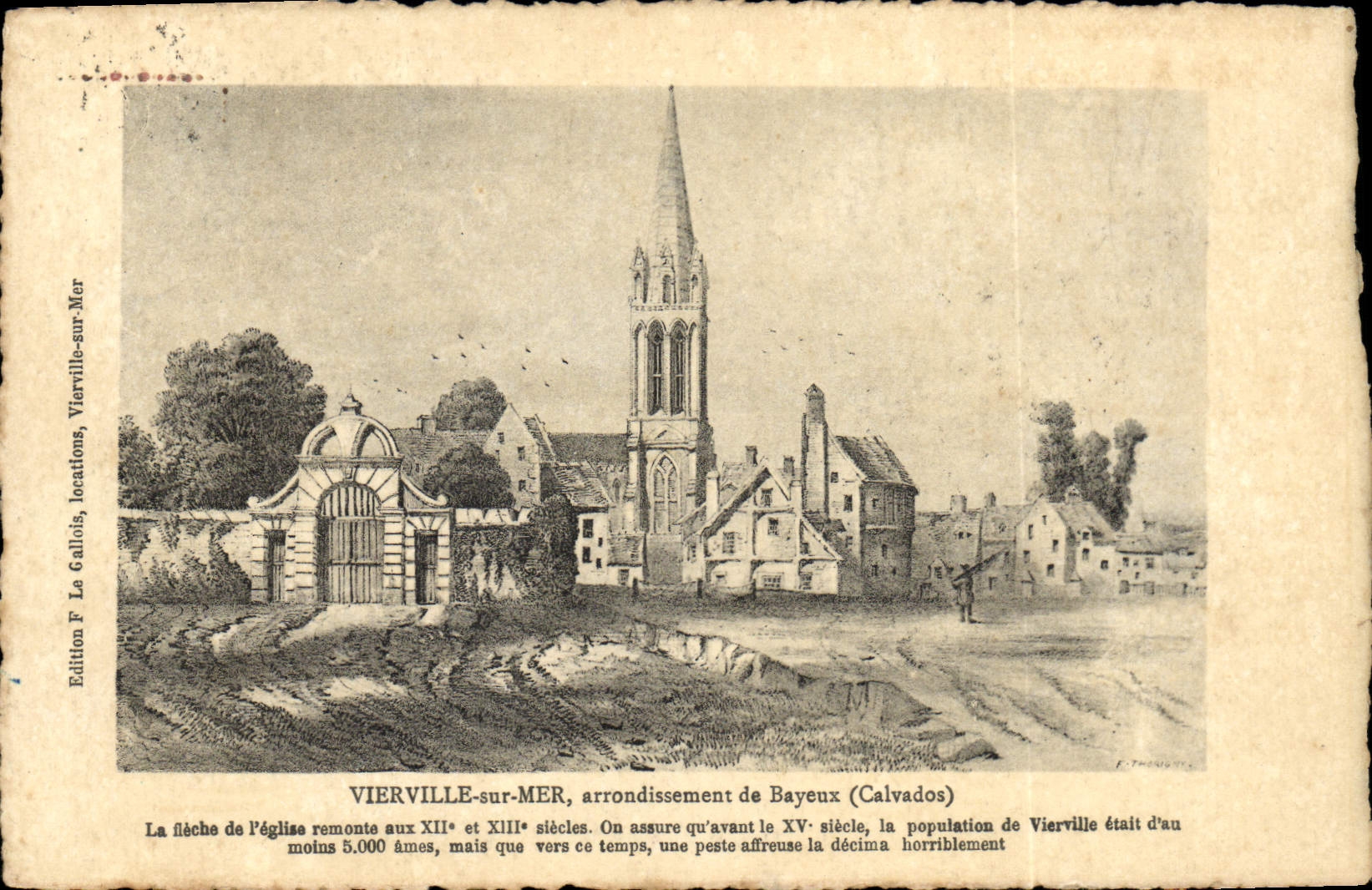 VINTAGE POSTCARD Vierville On Sea District of Bayeux Church