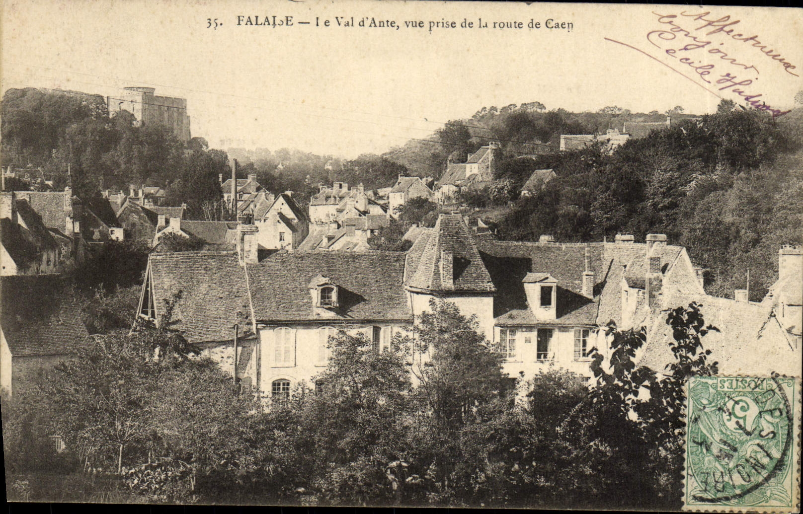 VINTAGE POSTCARD Cliff the Valley of Ante seen from of the road D eCaen