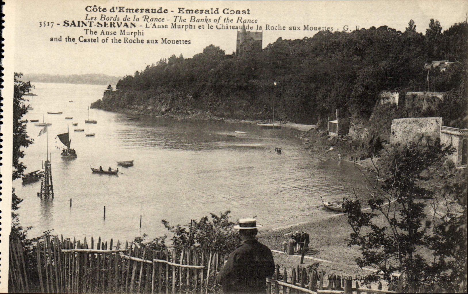 VINTAGE POSTCARD Holy Servan the Murphi handle and the castle of the rock to the gulls