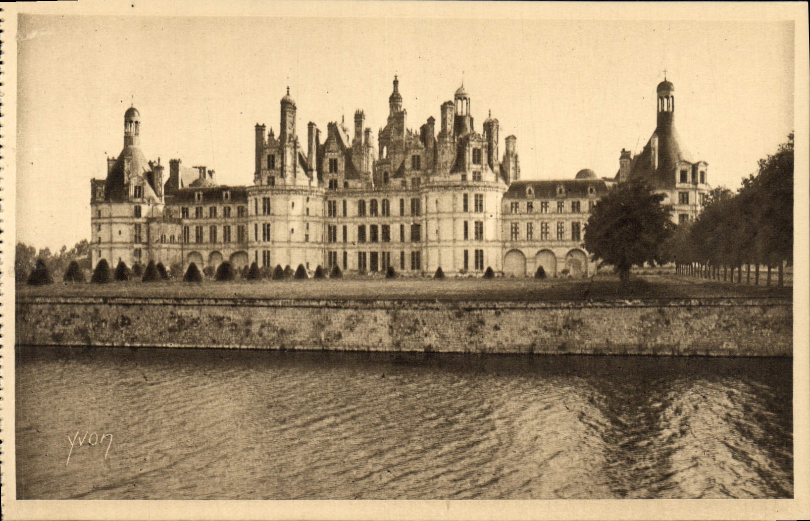 Castillo de Loire ch4ateau de la POSTAL de la VENDIMIA del ataque frontal norteño de Chambord