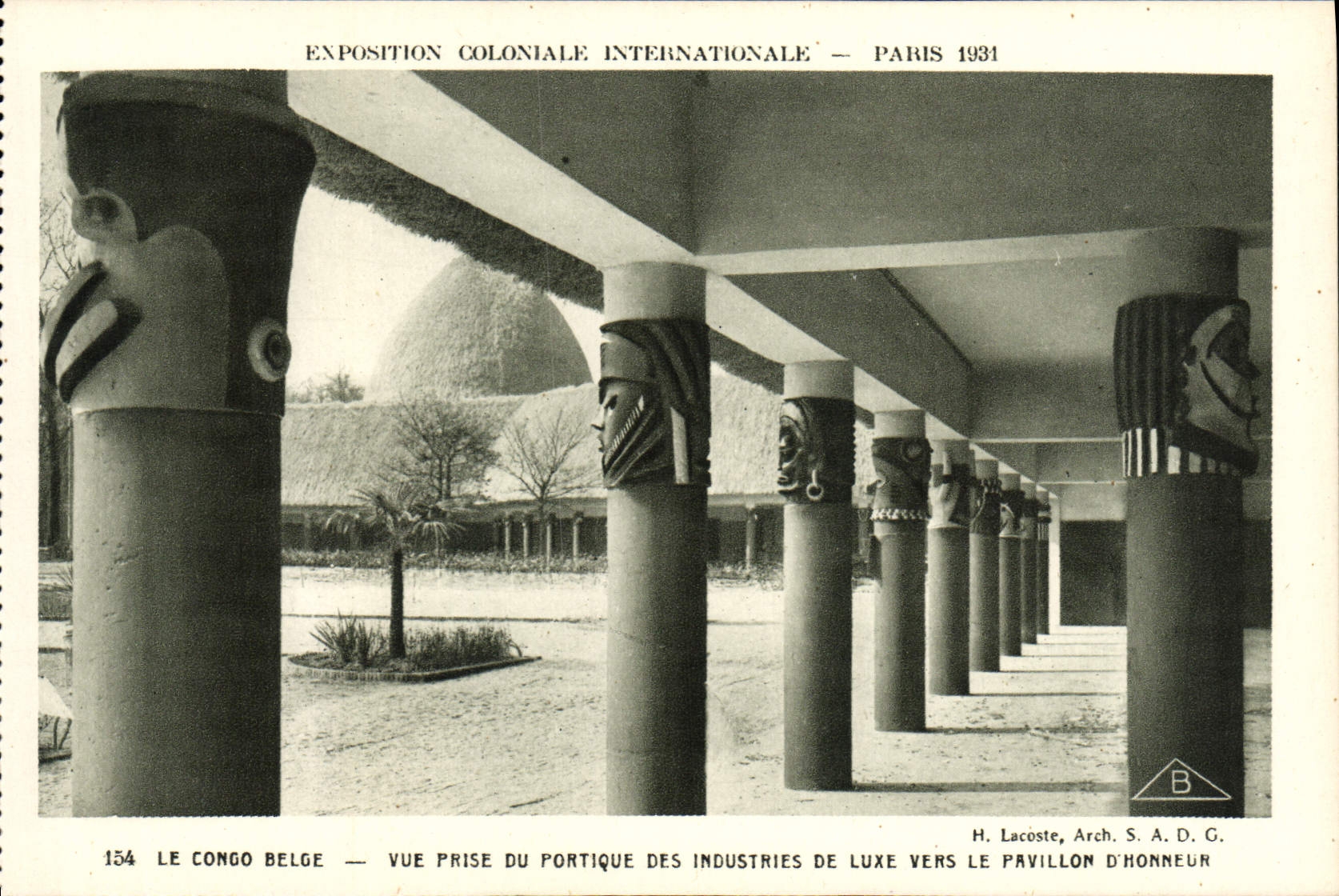 VINTAGE POSTCARD Fair Colonial International Paris 1931 Le Congo Belge Vue taken of the gantry of the luxury goods industries