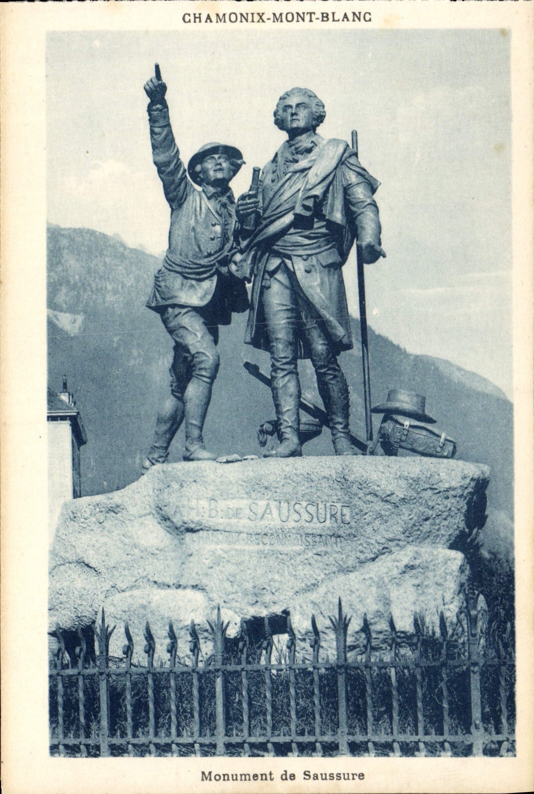 CPA Chamonix Mont Blanc Monument de Saussure Escalade