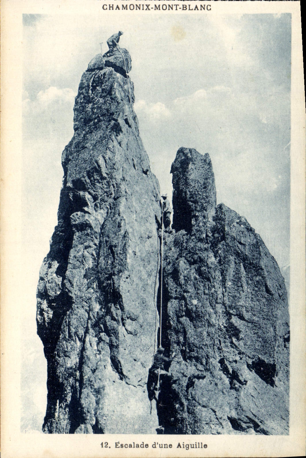 VINTAGE POSTCARD Chamonix Mont Blanc Climbing of a Needle