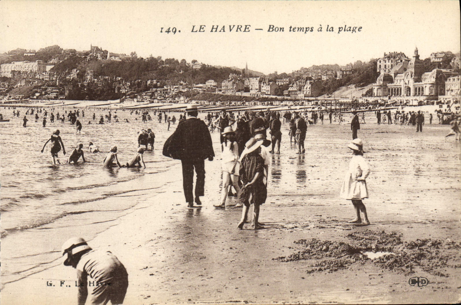 Tiempo de Le Havre de la POSTAL de la VENDIMIA buen con la playa