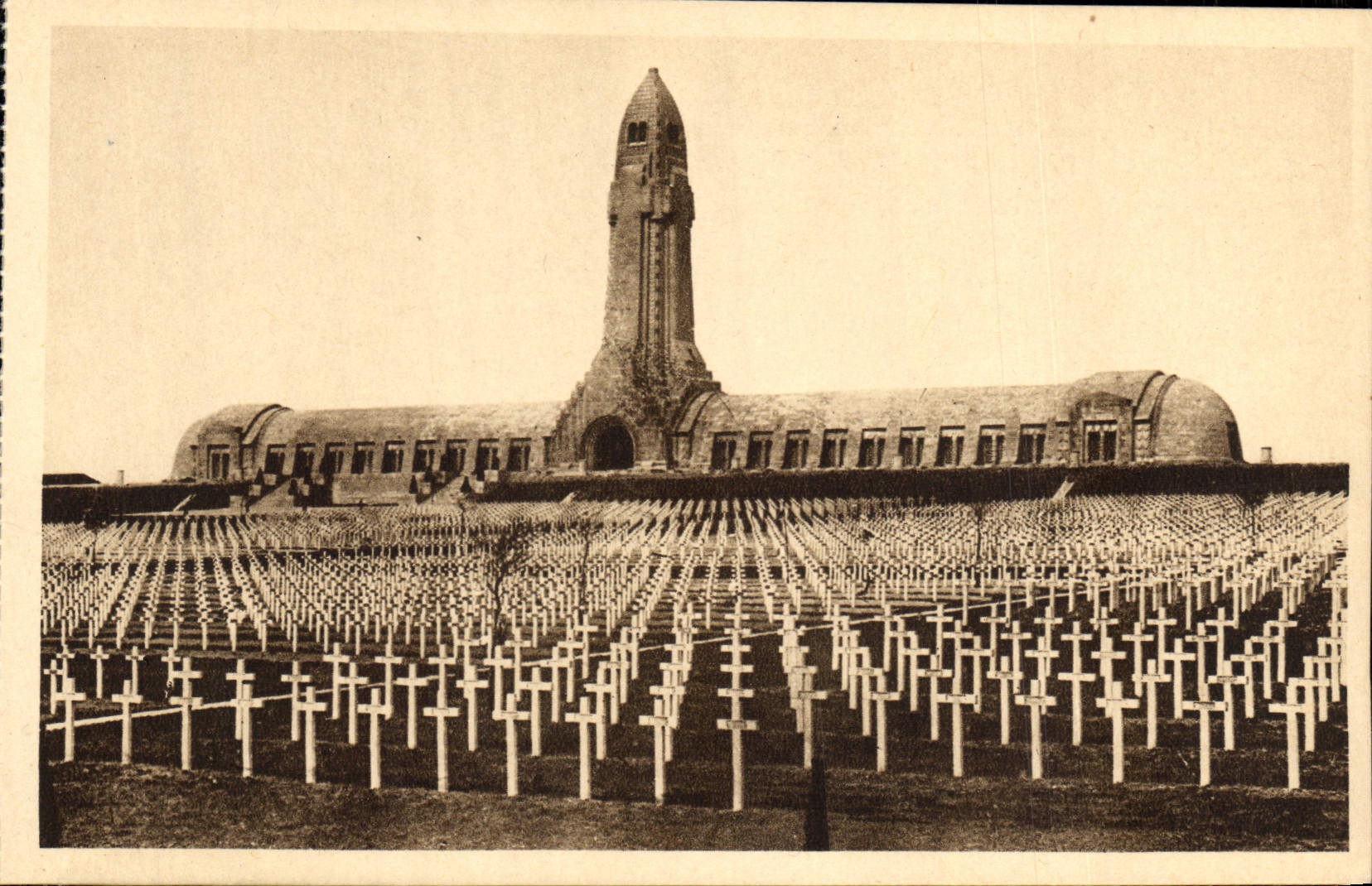VINTAGE POSTCARD Douaumont Ossuary of Douaumont and national Cimetiere Militaria