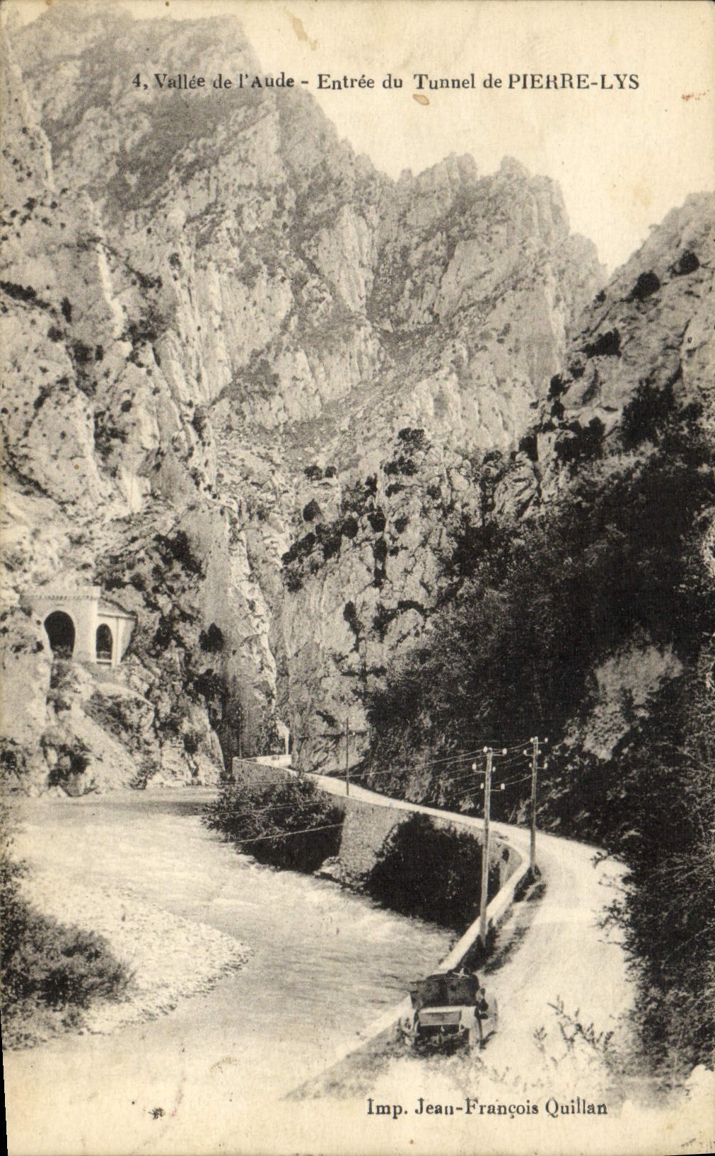 VINTAGE POSTCARD Valley of the Aude Entree of the Tunnel of Pierre Lily