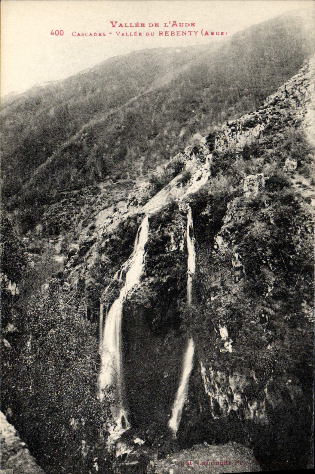 VINTAGE POSTCARD Valley of the Aude Cascades Valley of Rebenty