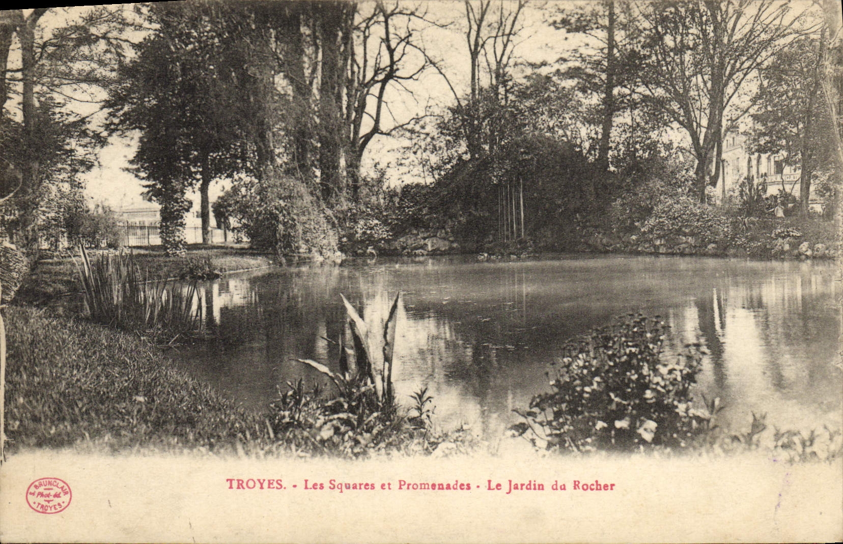 VINTAGE POSTCARD Troyes Public gardens and Walks the Garden of the Rock