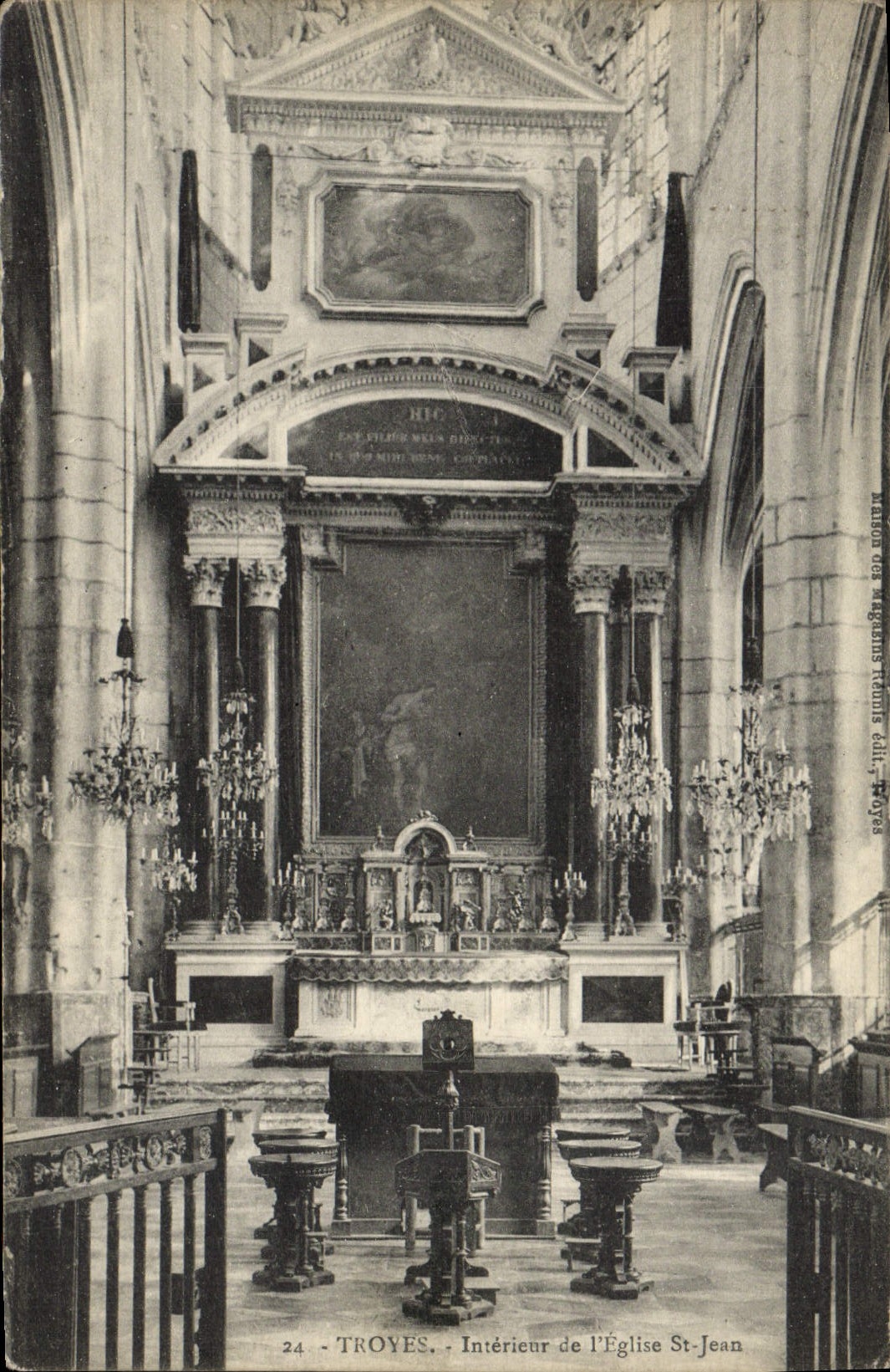 VINTAGE POSTCARD Interior Troyes of the Church St Jean