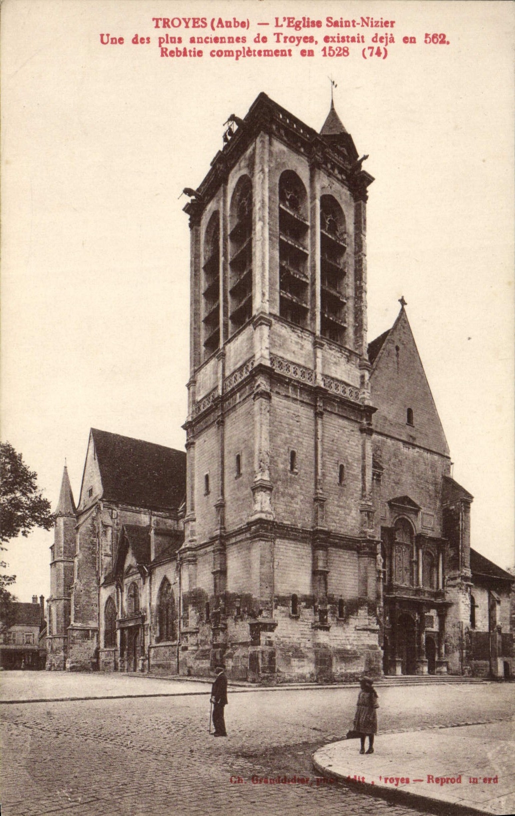 VINTAGE POSTCARD Troyes the Church Holy Nixier