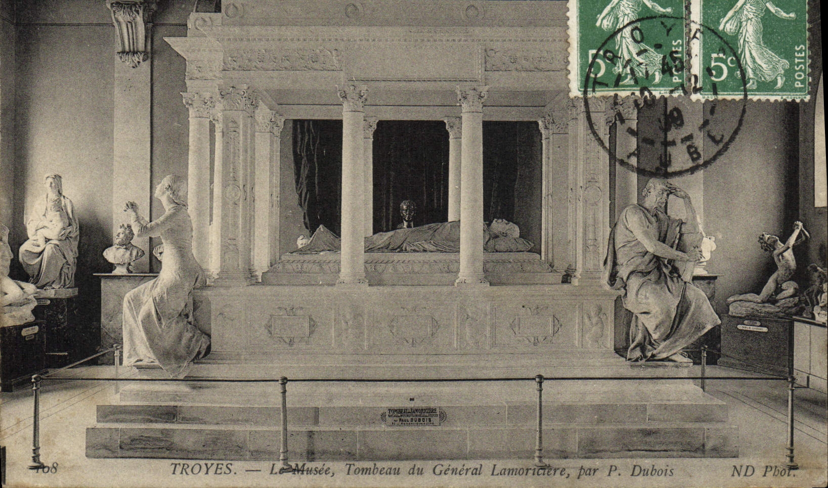 VINTAGE POSTCARD Troyes Tomb of General Lamoriciere by Dubois