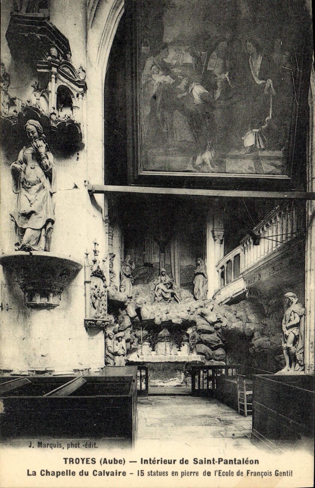 VINTAGE POSTCARD Interior Troyes of Pantaleon Saint the vault of the martyrdom