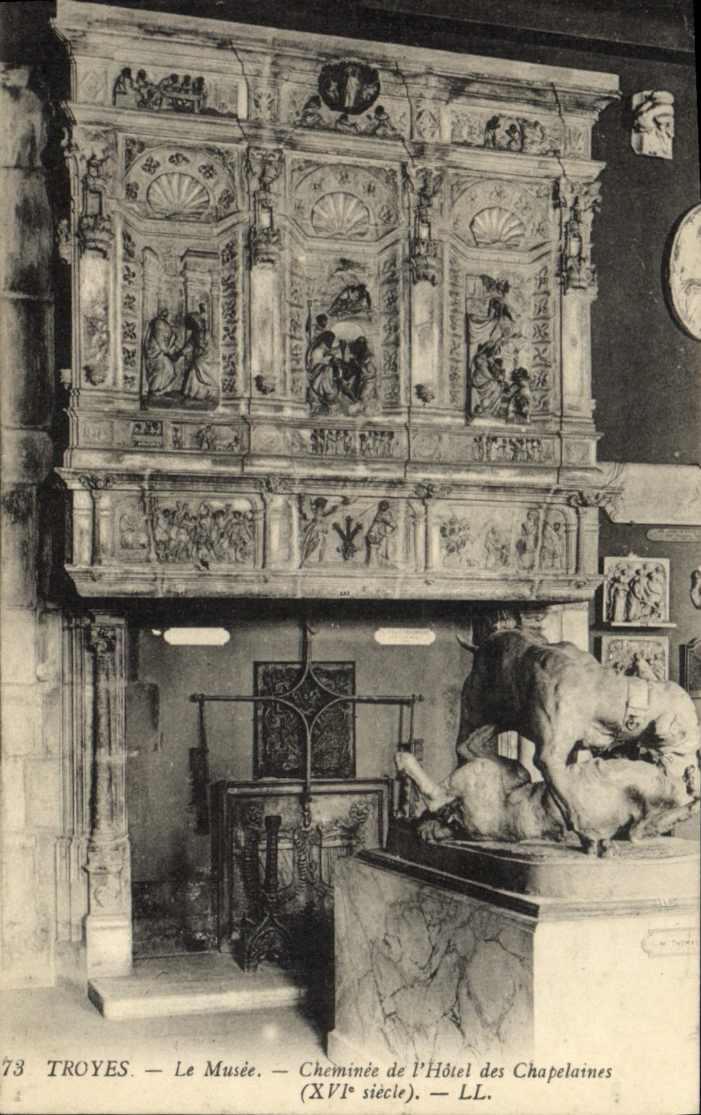 VINTAGE POSTCARD Troyes the Museum Chimney of the Hotel of Chapelaines