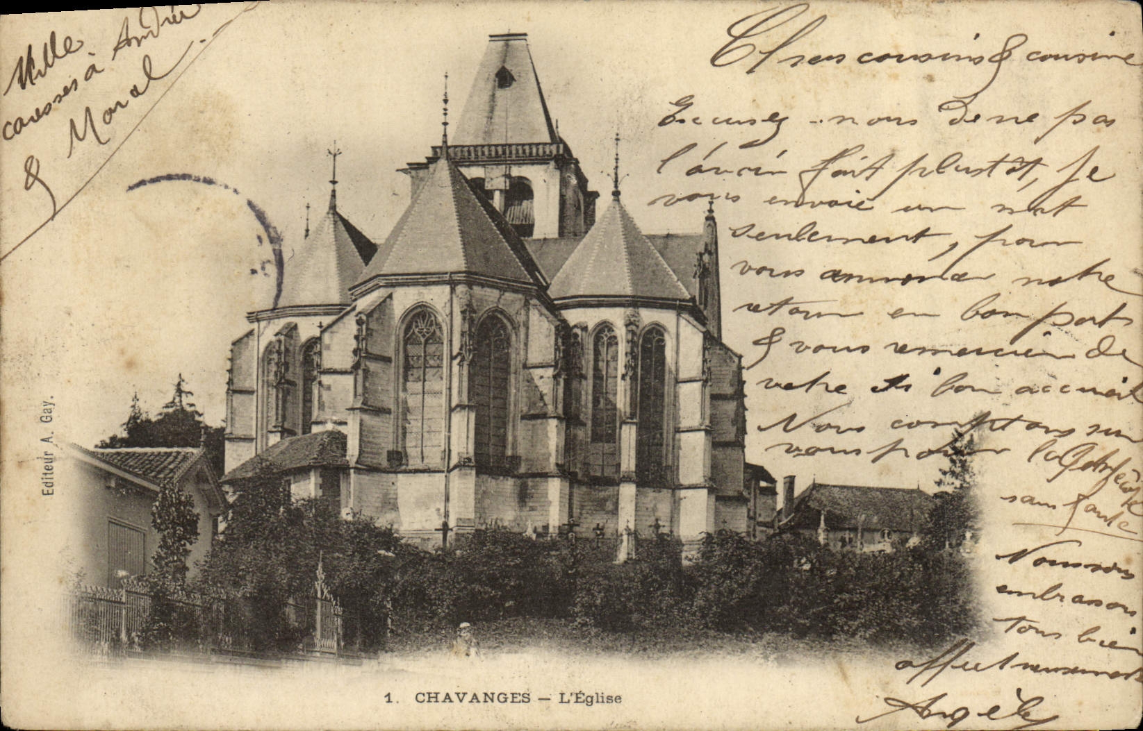 VINTAGE POSTCARD Chavanges the Church