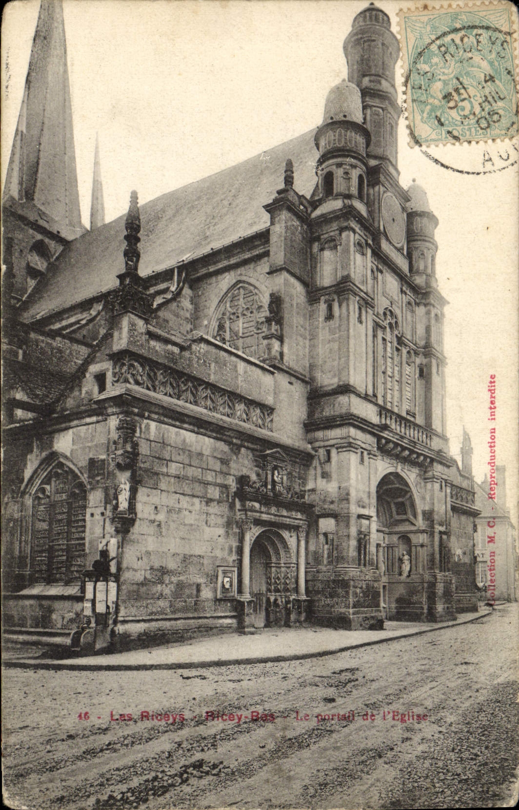VINTAGE POSTCARD Riceys the gate of the church