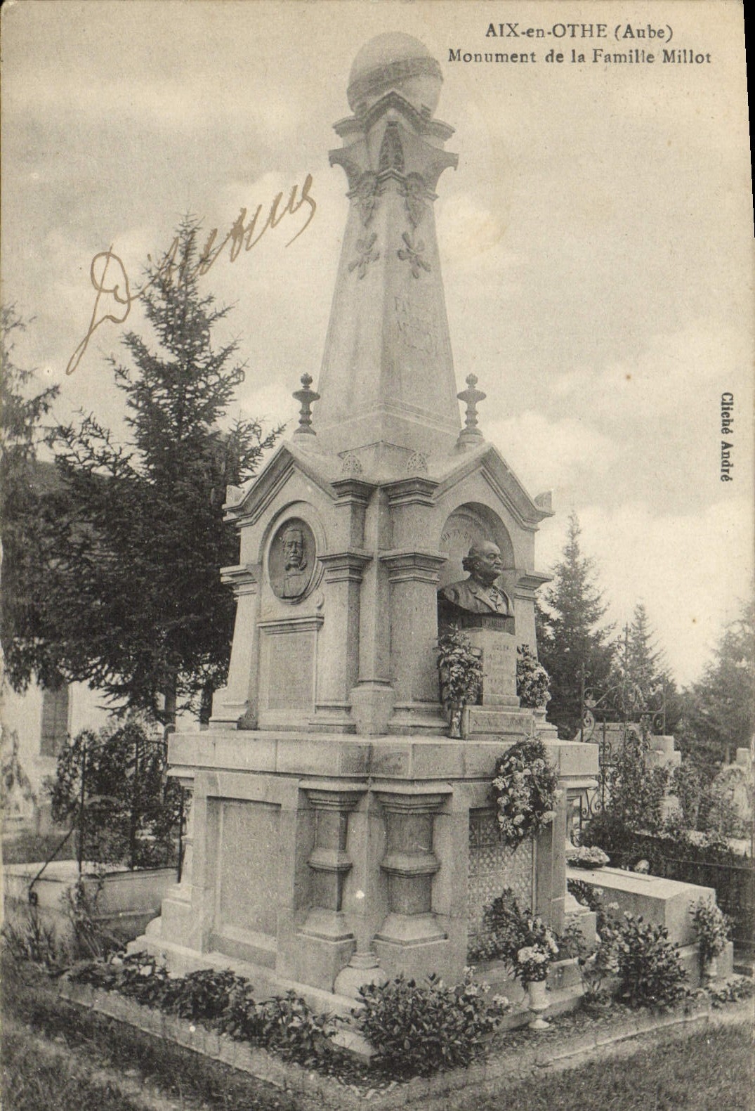 VINTAGE POSTCARD Aix in Othe Monument of the Millot Family