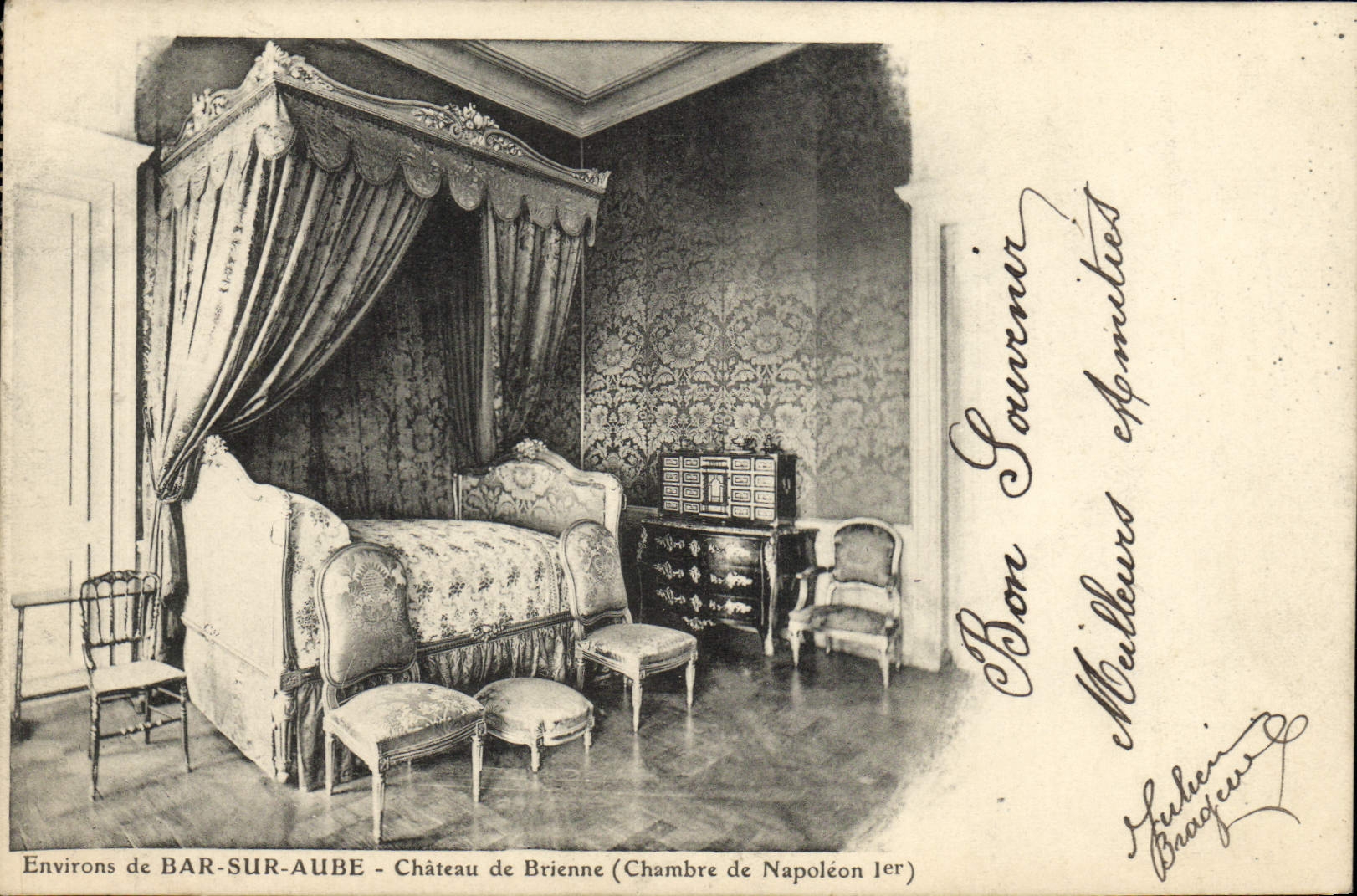 VINTAGE POSTCARD Surroundings of Bar on Paddle Castle of Brienne Room of Napoleon 1st